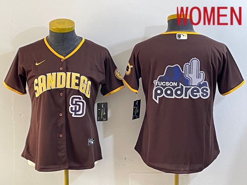 Women San Diego Padres Blank Browm Game 2024 Nike MLB Jersey style 6->youth mlb jersey->Youth Jersey
